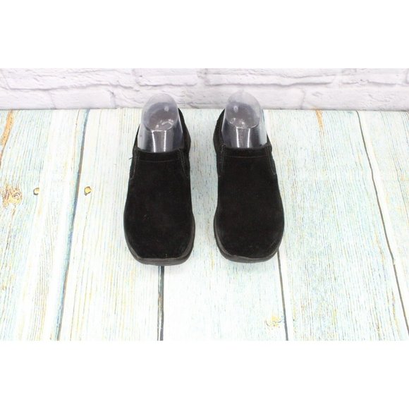 LL Bean  Black Suede Slip-On Casual Mule Clog Shoes Size 6 Wide - Picture 5 of 9